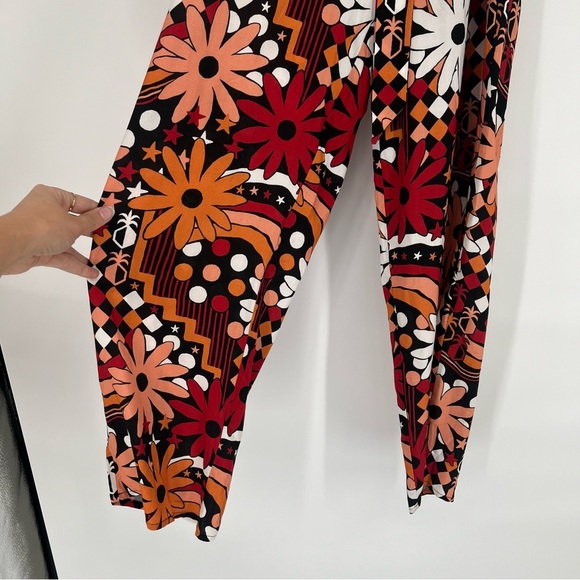 Farm Rio Floral Daisy Colorful Lightweight Loose Belted Paperbag Pants Small NWT - Picture 8 of 10